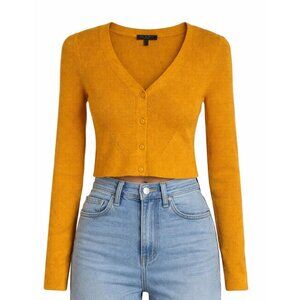 Rag & Bone Soleil Women's Cardigan Sweater Stretch Orange Cropped  Size XXS